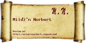 Milán Norbert névjegykártya